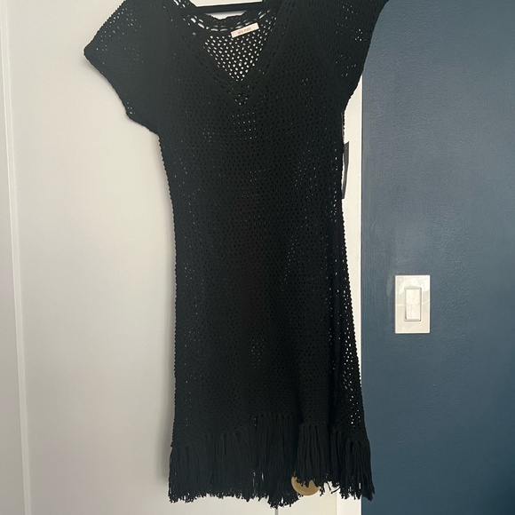 Ella Moss Black Crocheted Fringe dress- Size Small - Picture 2 of 5